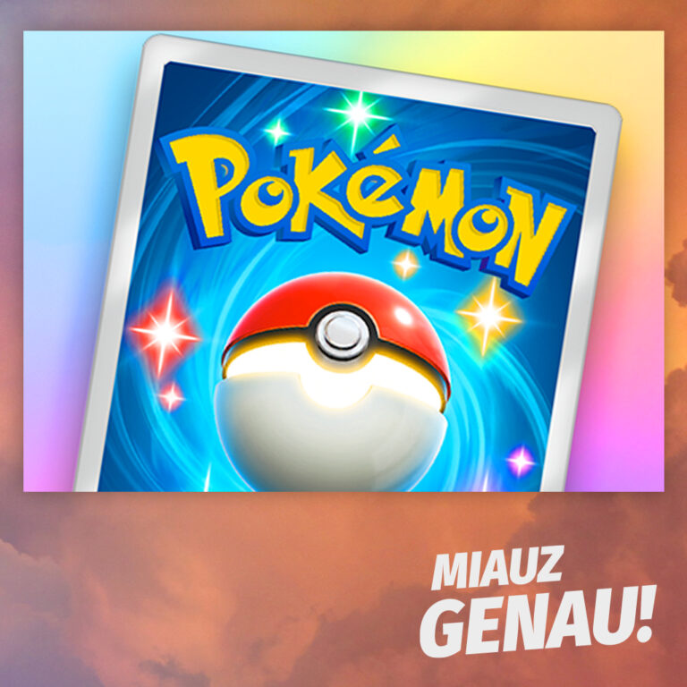 Miauz Genau! Podcast – Darstellung des TCG Pocket App-Icons mit leuchtendem Pokéball und ikonischem Pokémon-Logo auf blauem Hintergrund. Farbintensives Design mit funkelnden Effekten, ideal für Fans des Pokémon Trading Card Games und Nutzer der TCG Pocket App.