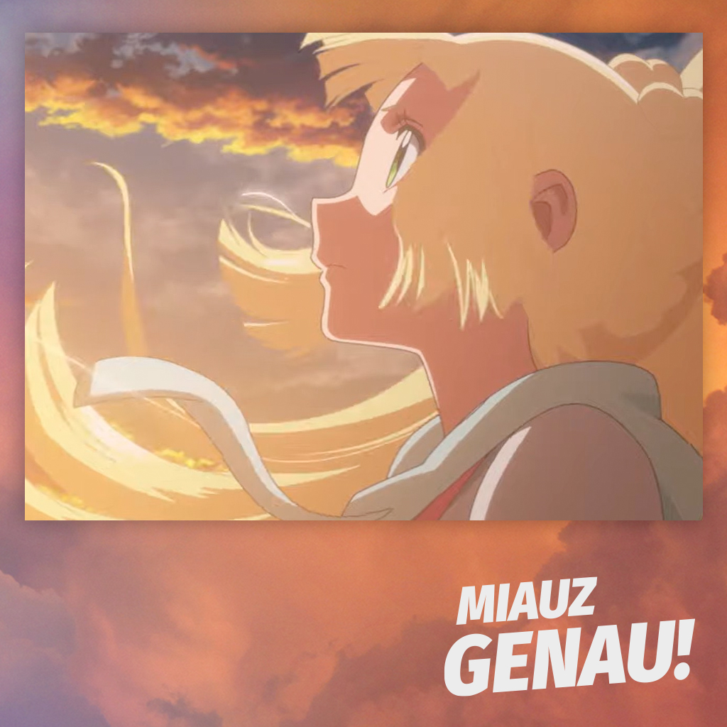 Pokémon Entwicklungen Episode 2 Die Mondfinsternis – Artwork mit Lilly, die in den Sonnenuntergang blickt, als Symbol für ihre Charakterentwicklung. Podcast Miauz Genau! Episodenbesprechung.