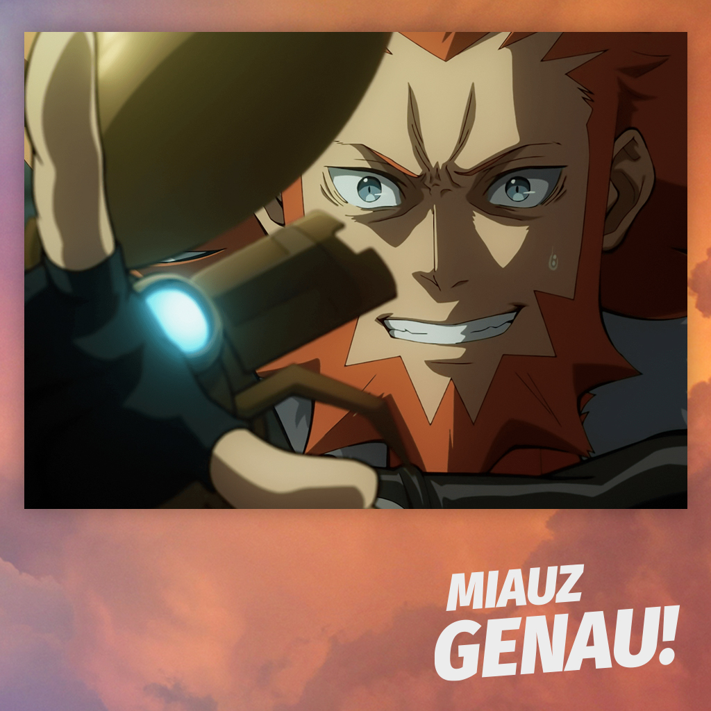 „Miauz Genau! Podcast – Folge 162 ‚Ein Hoch auf den Hellseher‘: Close-up von Flordelis (Lysandre) aus Pokémon Evolutions (Episode 3 ‚Der Hellseher/The Visionary‘) mit grimmigem Blick und leuchtendem Gerät der Ultimativen Waffe; ‚MIAUZ GENAU!‘-Schriftzug unten rechts.“